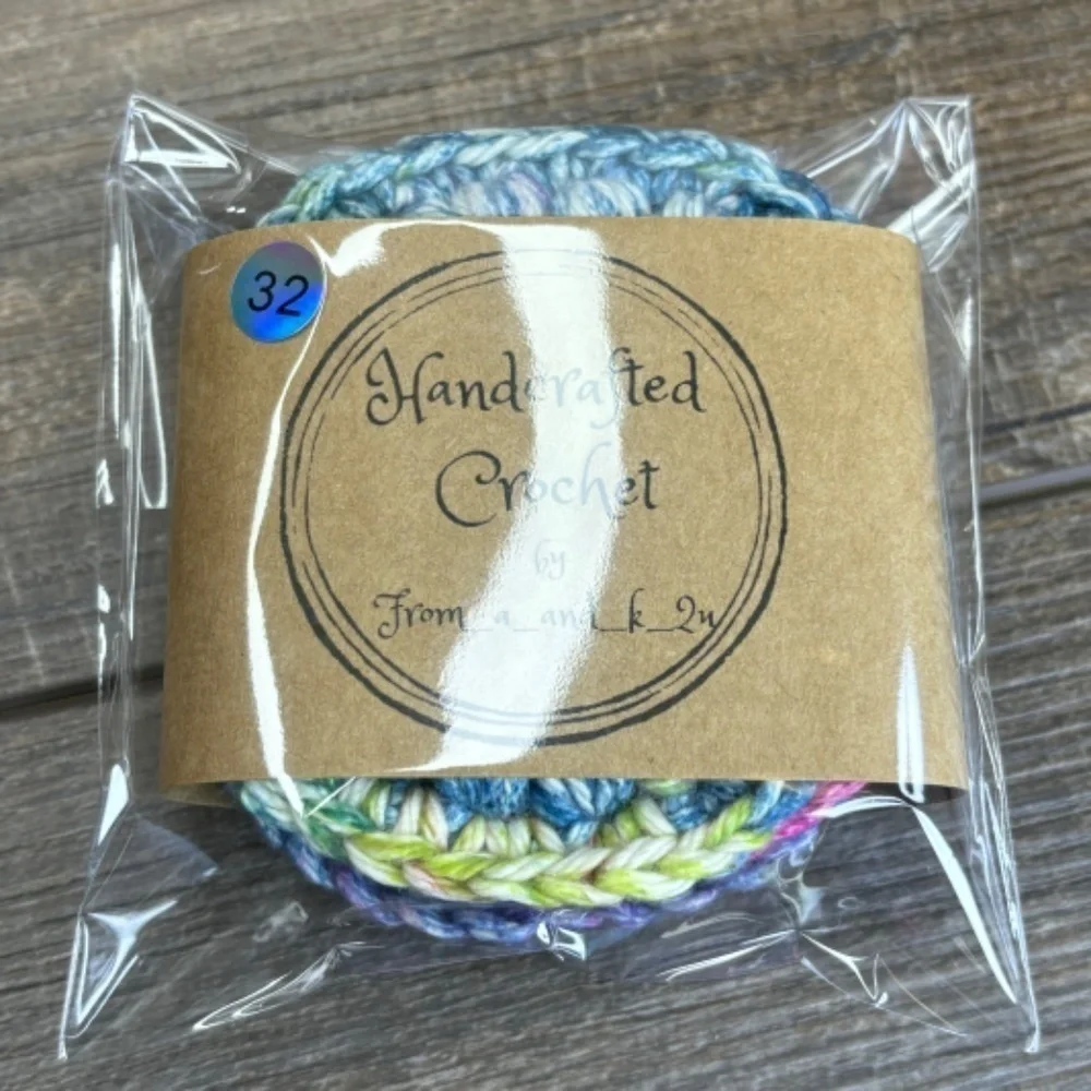 Handcrafted Crochet Face Round Scrubbies Makeup Remover‎ Set Cotton Yarn